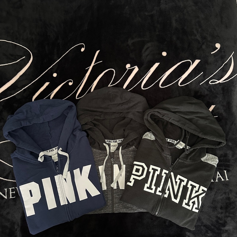 PINK Victoria's Secret Girls' Hoodies - Navy, Charcoal, Black